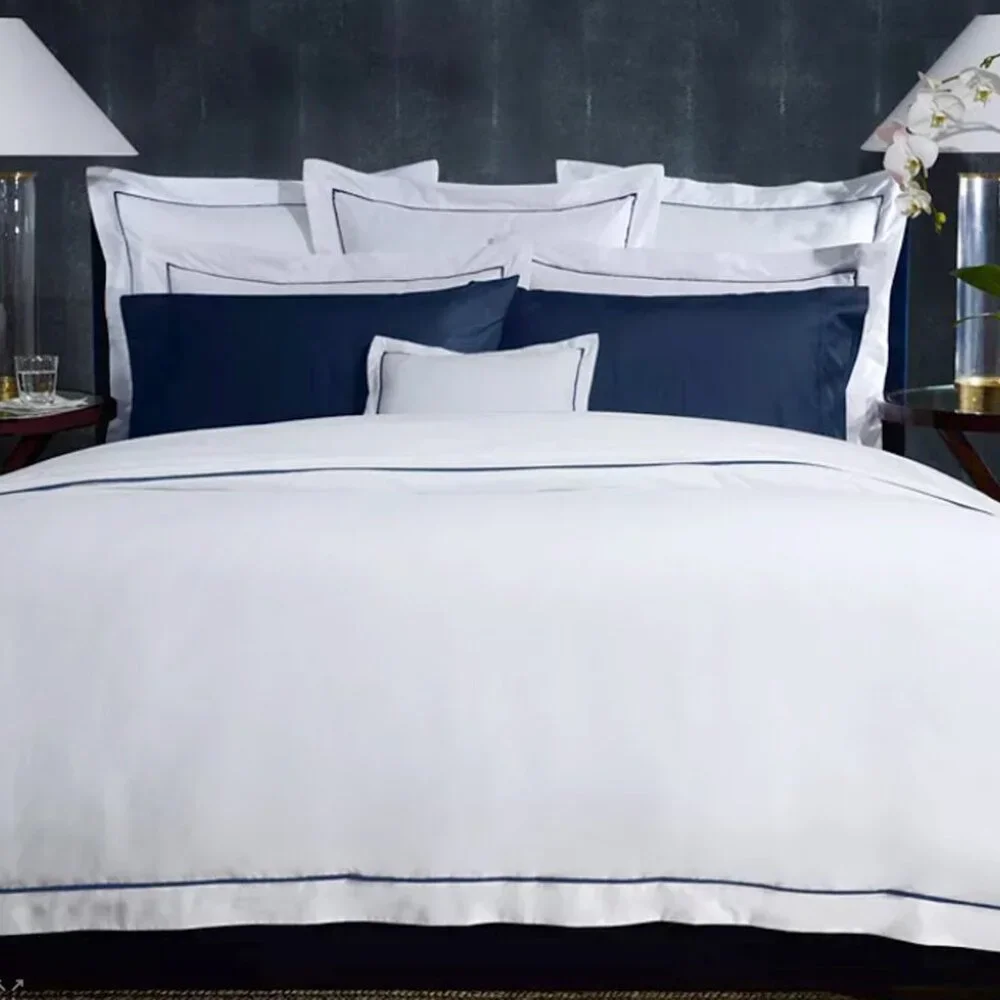 NEW $200 Ralph Lauren Cotton Palmer Percale Sheet! Flat  Full or King White Navy